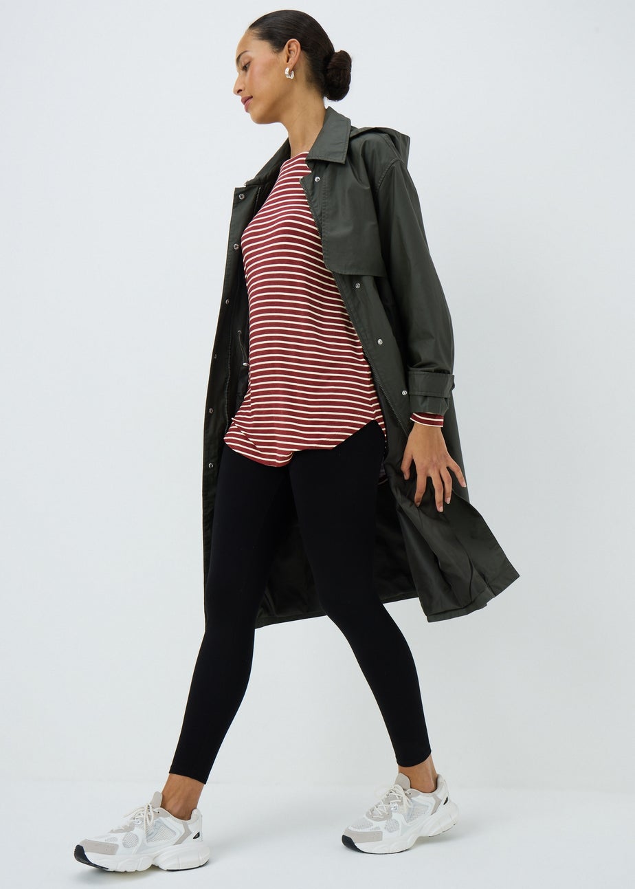 Burgundy Longline Striped T-shirt