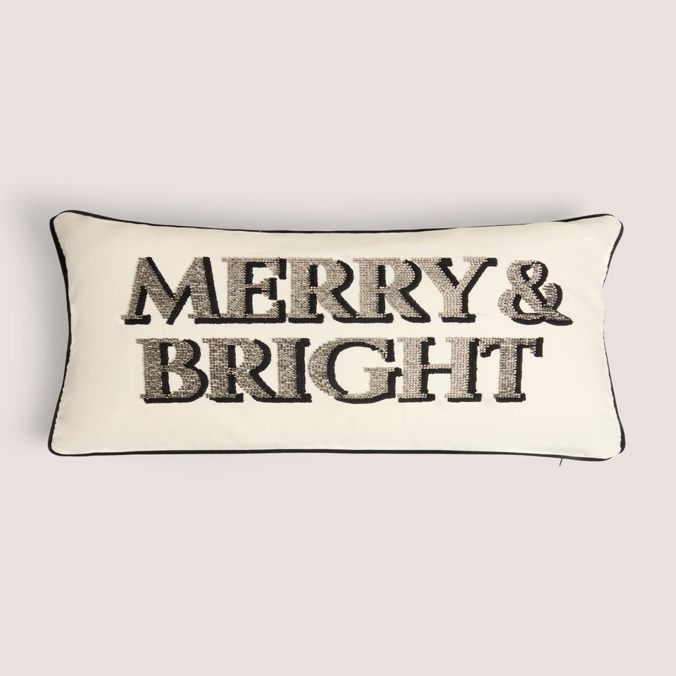 Cream & Black Merry & Bright Cushion