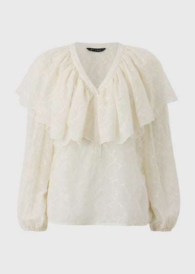 Et Vous Ivory Lace Frill Blouse