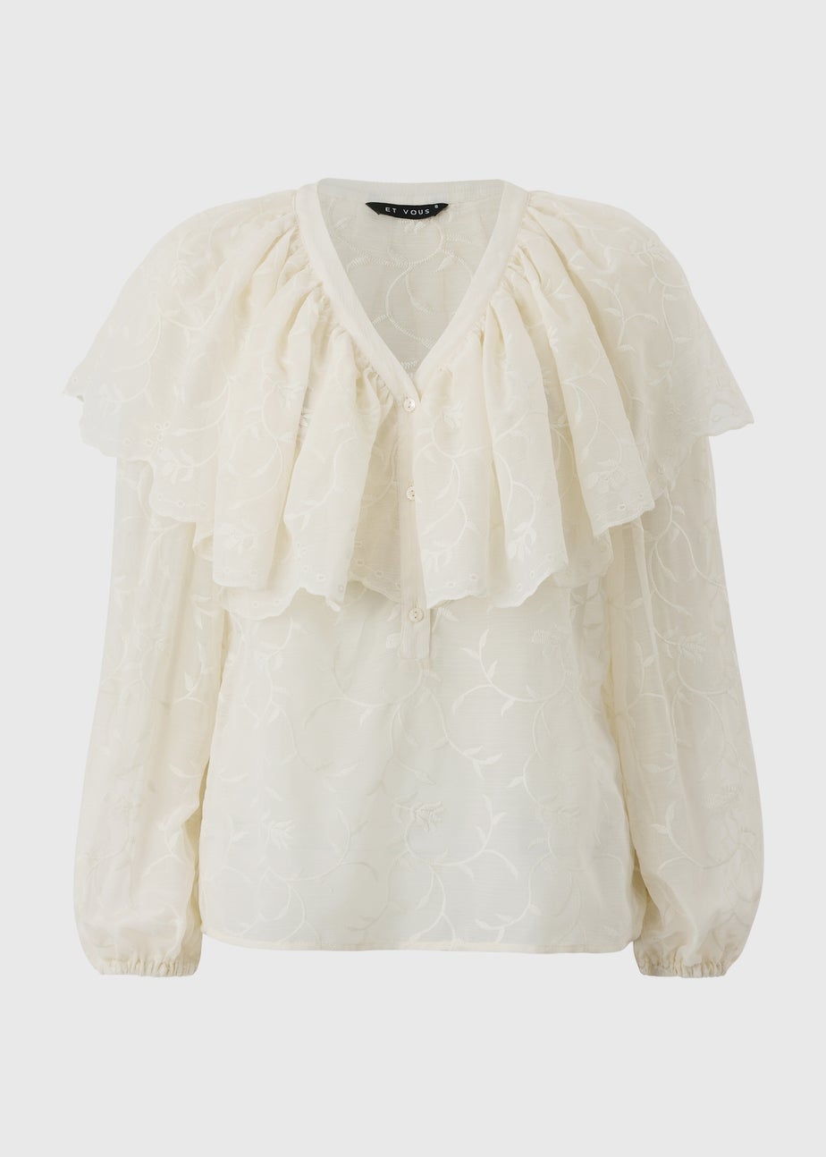 Et Vous Ivory Lace Frill Blouse