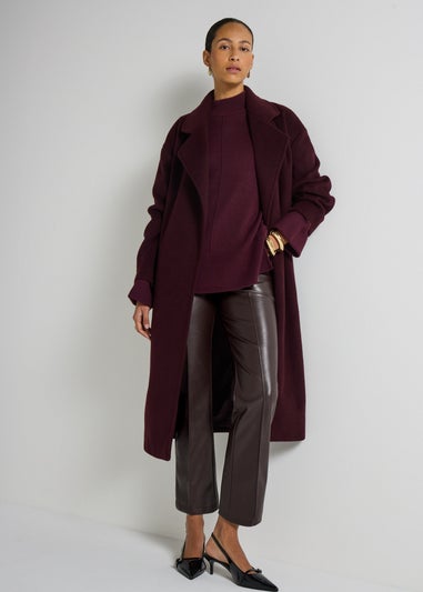 Et Vous Burgundy Faux Leather Straight Leg Trousers