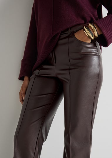 Et Vous Burgundy Faux Leather Straight Leg Trousers