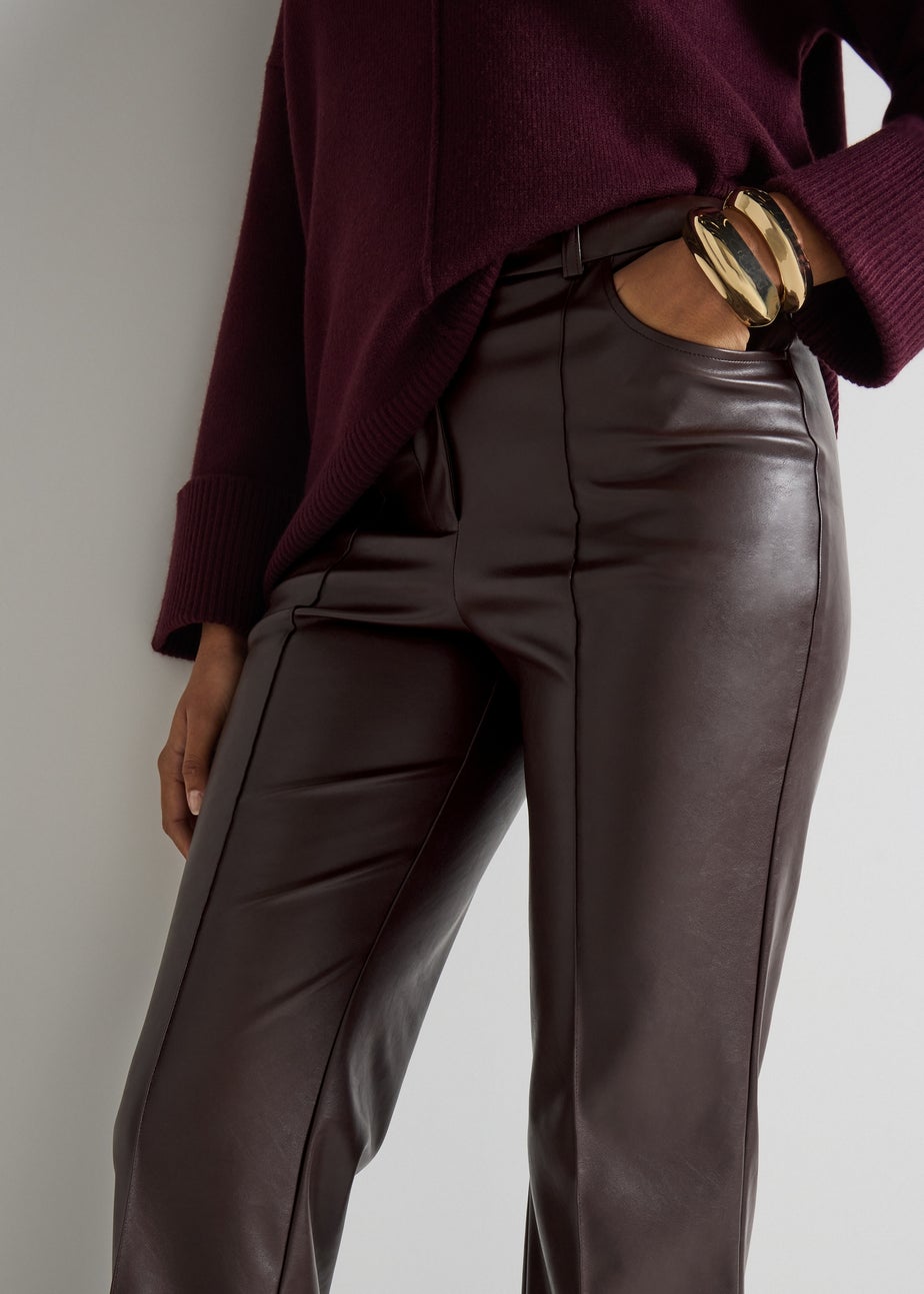 Et Vous Burgundy Faux Leather Straight Leg Trousers