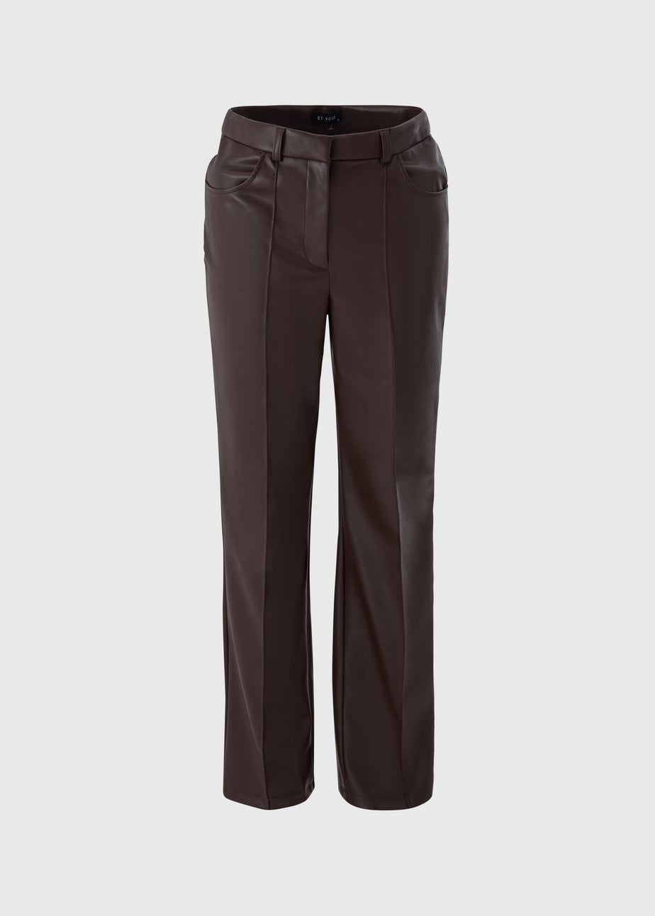 Et Vous Burgundy Faux Leather Straight Leg Trousers