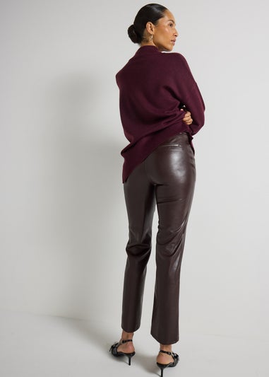 Et Vous Burgundy Faux Leather Straight Leg Trousers