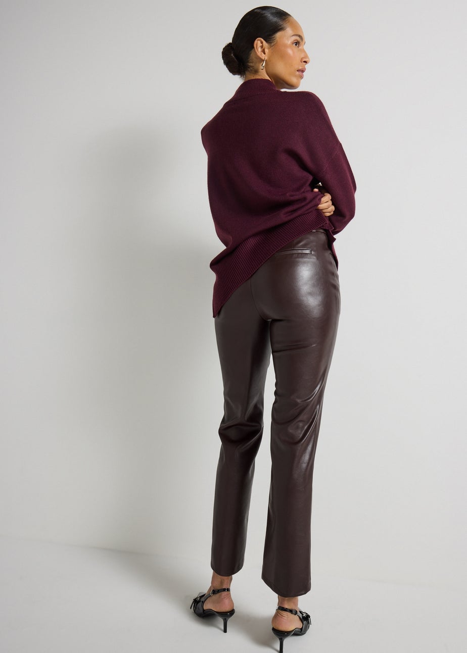 Et Vous Burgundy Faux Leather Straight Leg Trousers