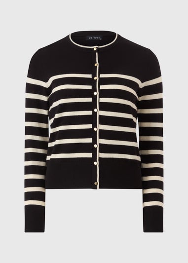 Et Vous Black Mono Stripe Button Cardigan