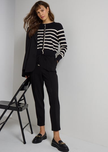 Et Vous Black Mono Stripe Button Cardigan
