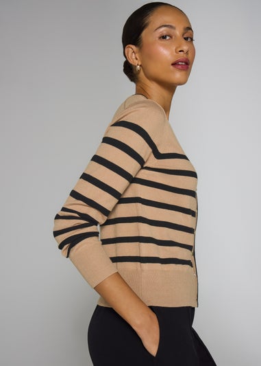 Et Vous Camel Stripe Cardigan