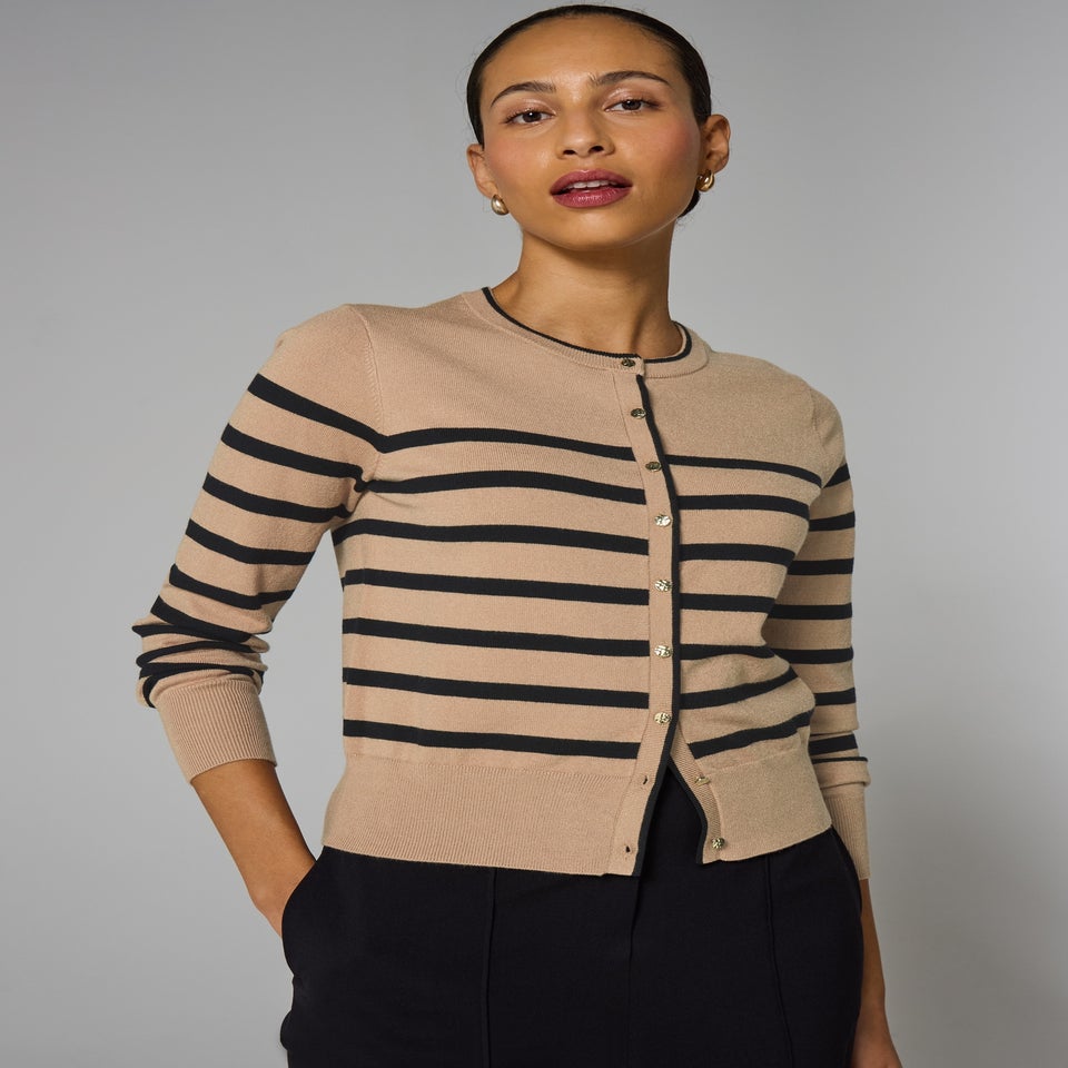 Et Vous Camel Stripe Cardigan
