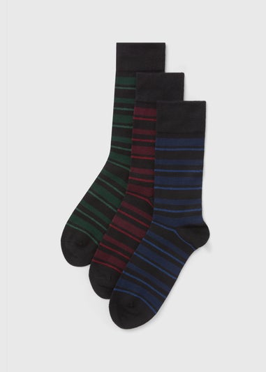 3 Pack Multicolour Stripe Modal Socks