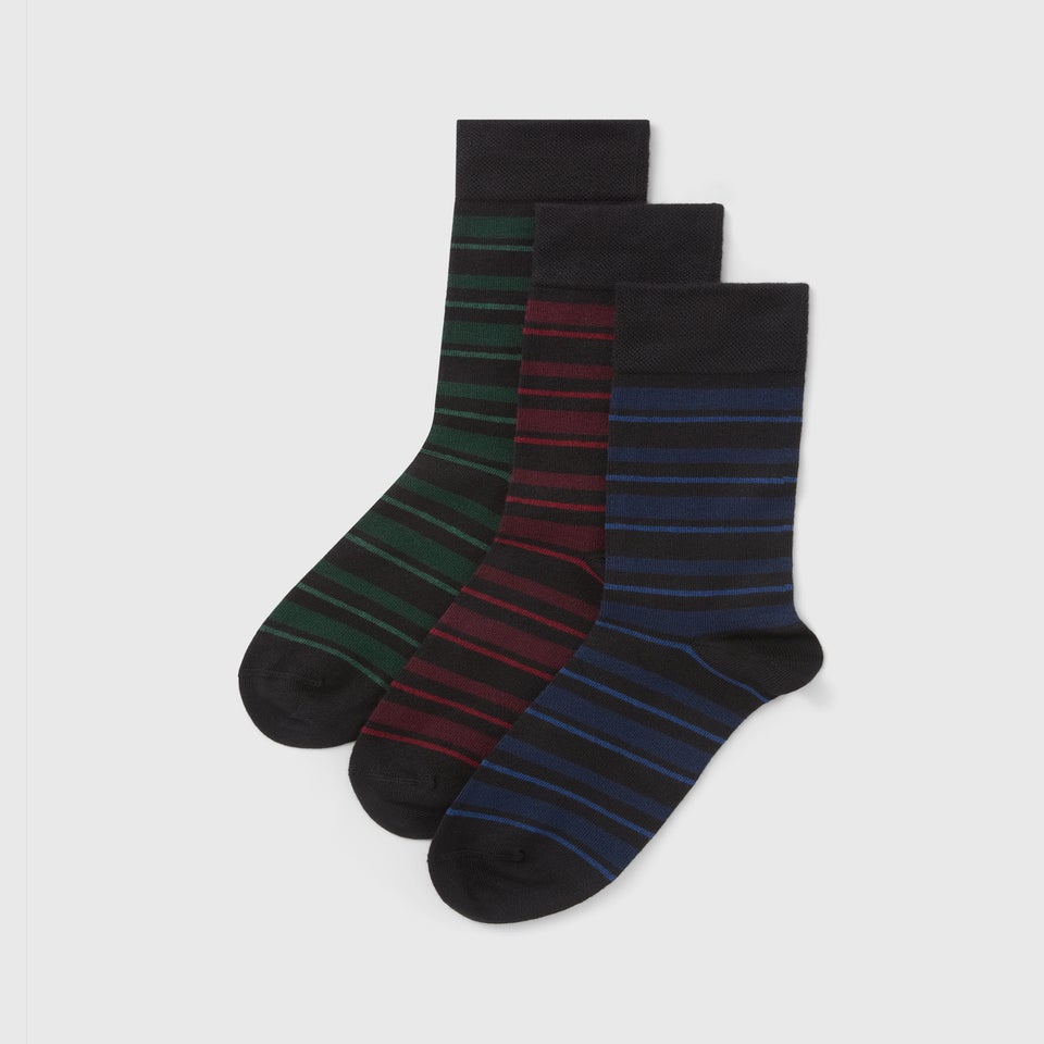 3 Pack Multicolour Stripe Modal Socks