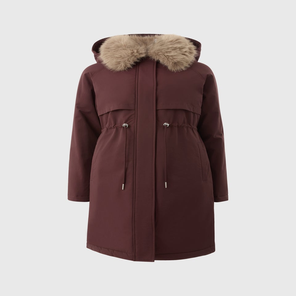 Burgundy Hooded Parka Coat