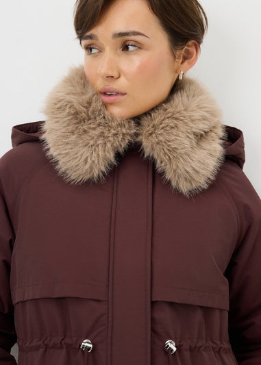 Burgundy Hooded Parka Coat