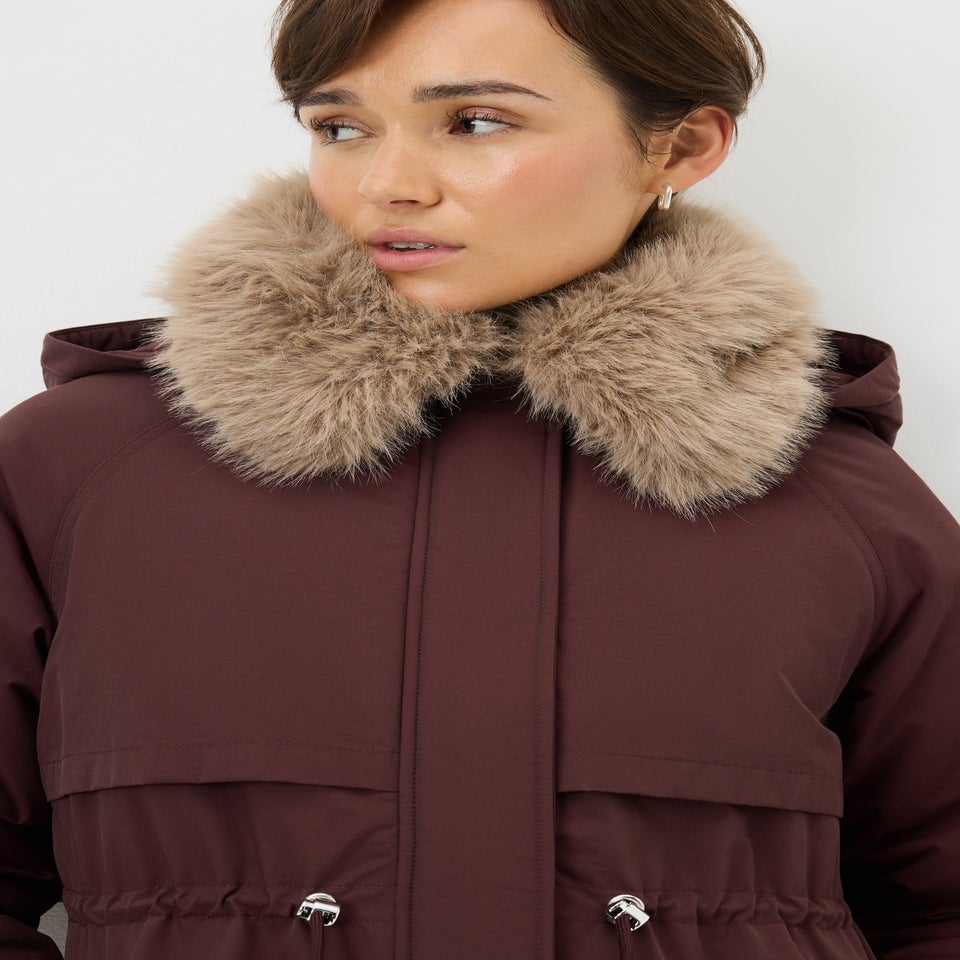 Burgundy Hooded Parka Coat