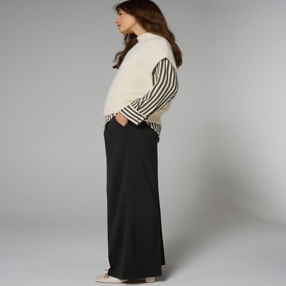 Et Vous Black Pleat Front Wide Leg Trousers