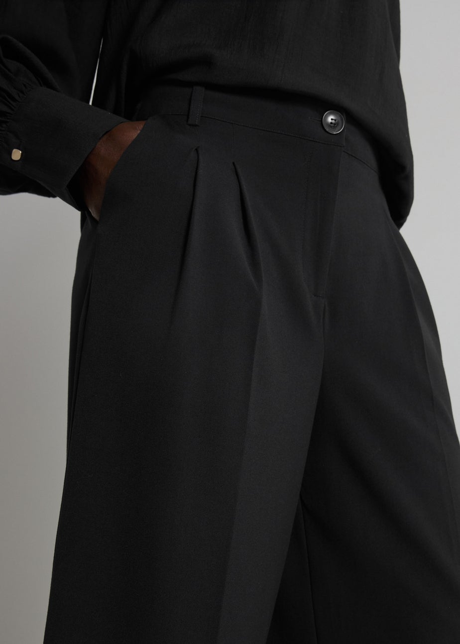 Et Vous Black Pleat Front Wide Leg Trousers
