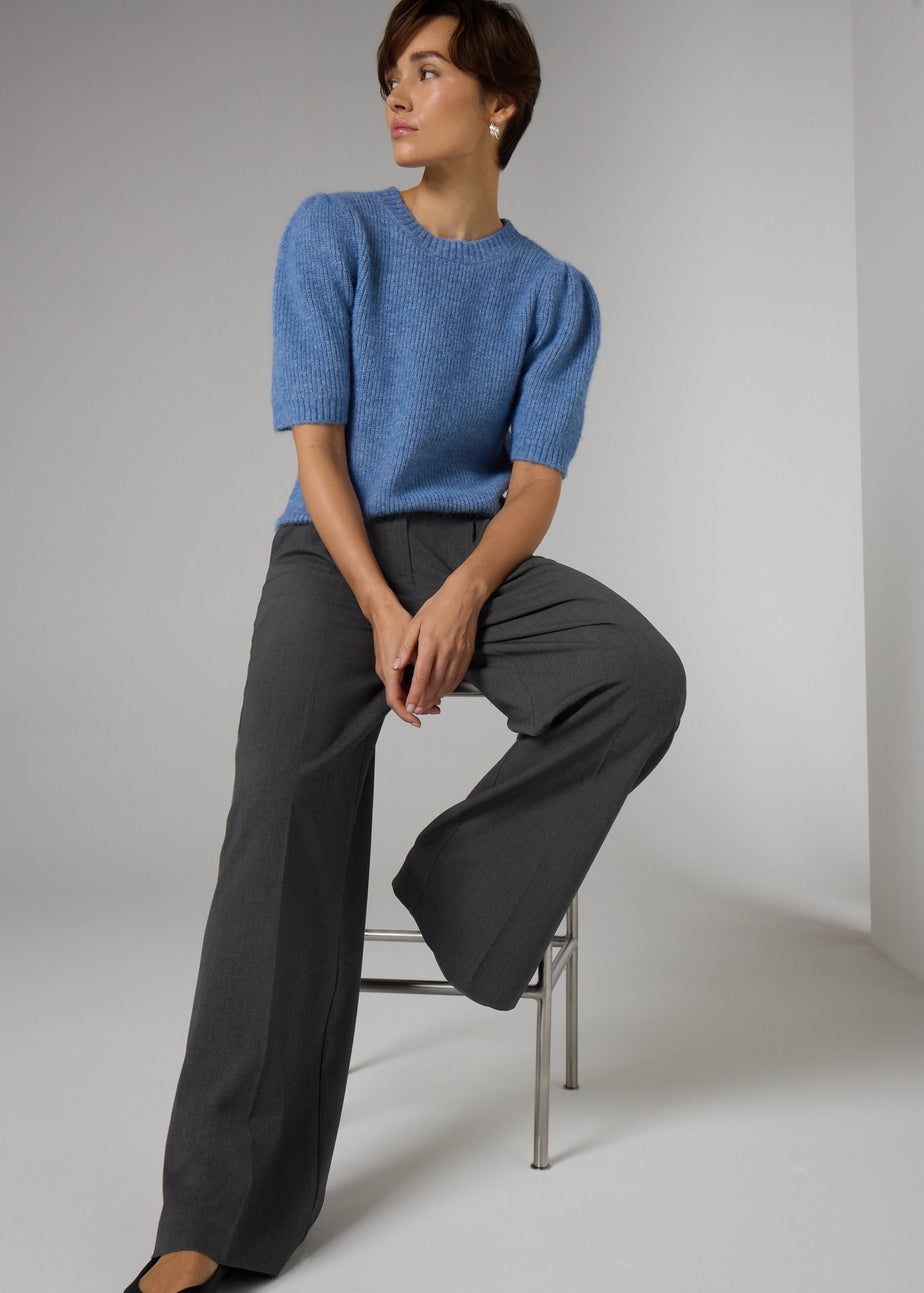 Et Vous Grey Pleat Front Wide Leg Trousers