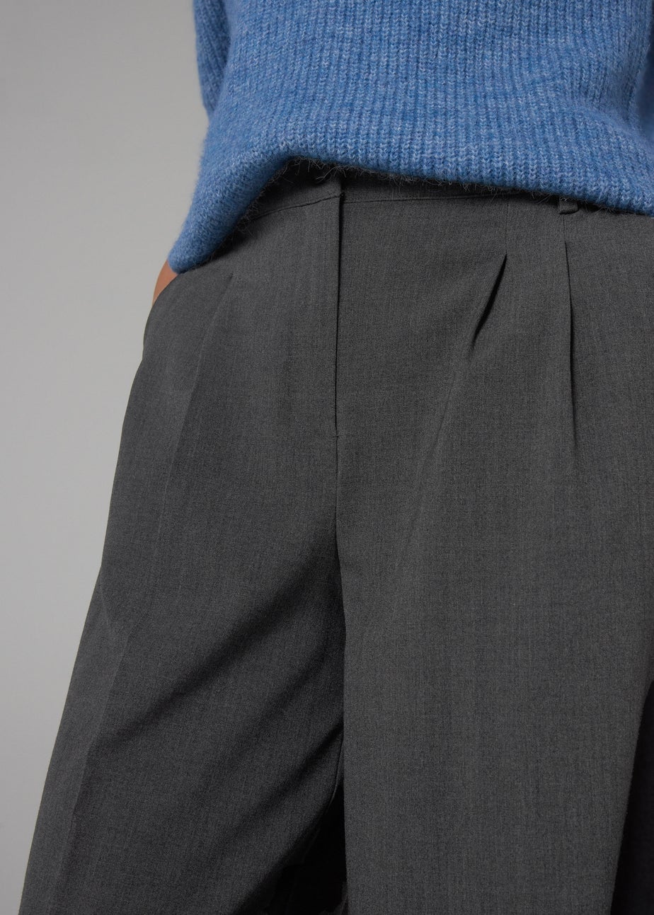 Et Vous Grey Pleat Front Wide Leg Trousers