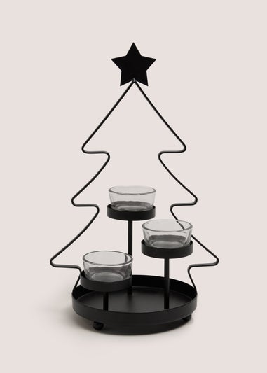Black Christmas Tree Tealight Holder