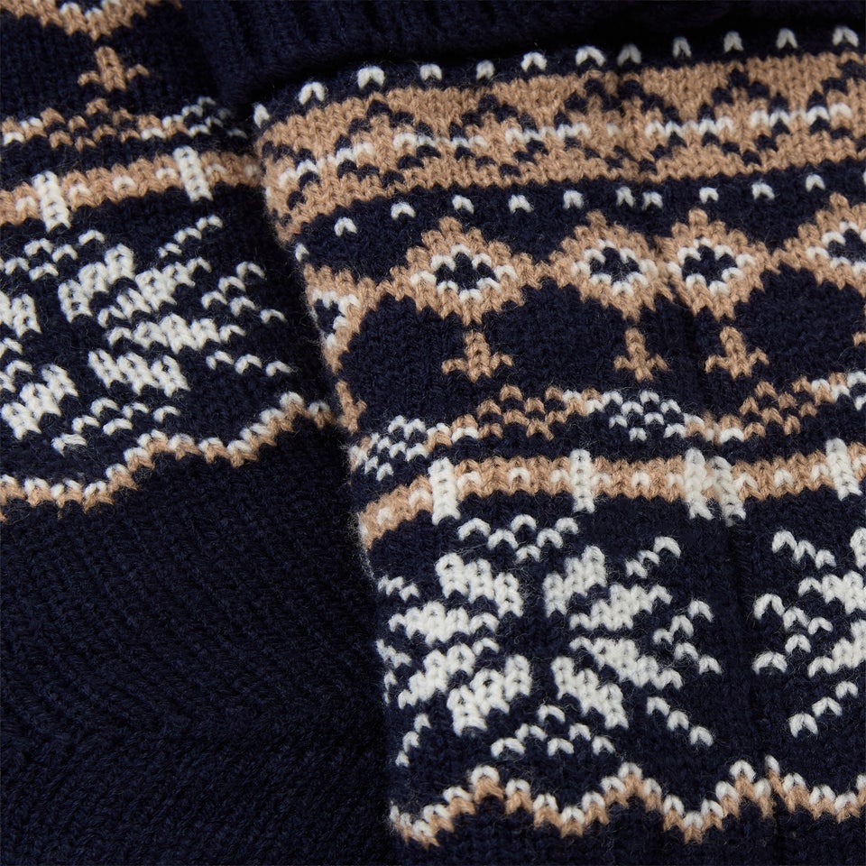 Navy Borg Fairisle Socks
