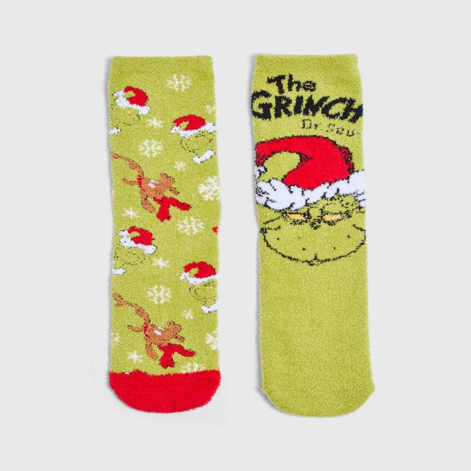 Grinch 2 Pack Green Cosy Socks