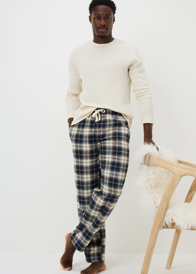 Stone Waffle Brushed Check Pyjama Set
