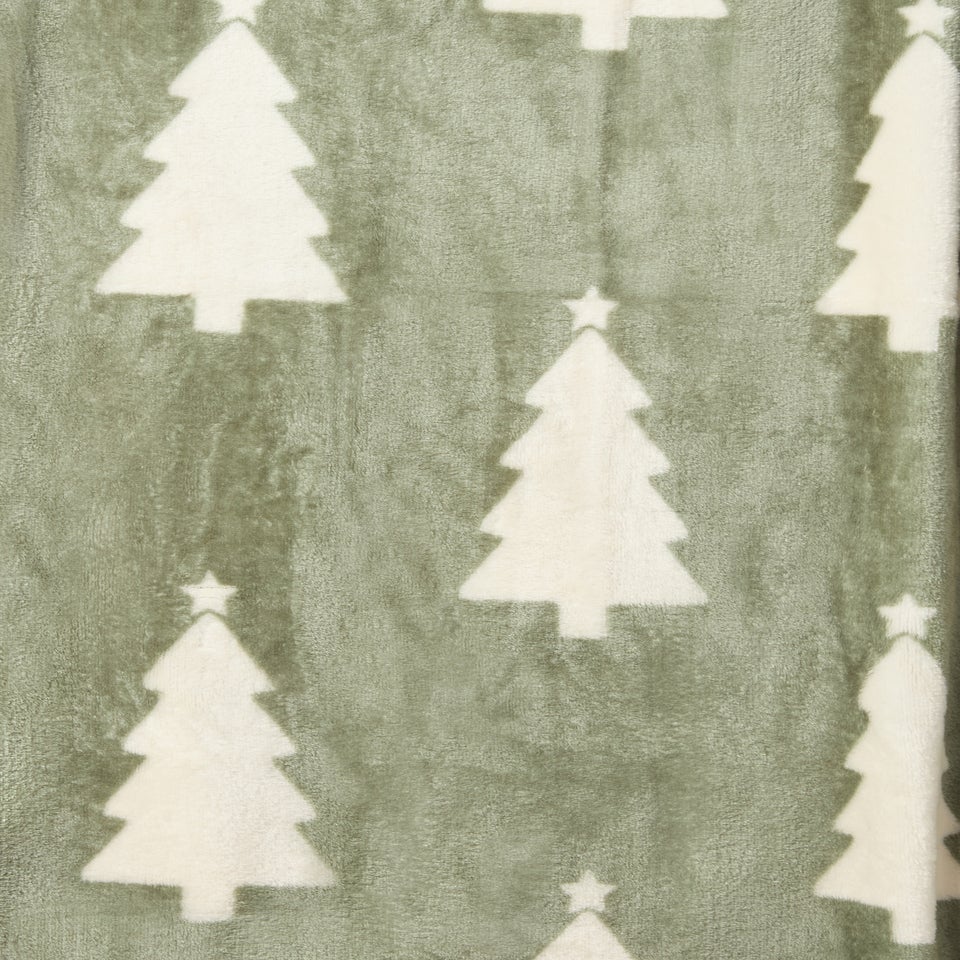 Green Christmas Tree Throw