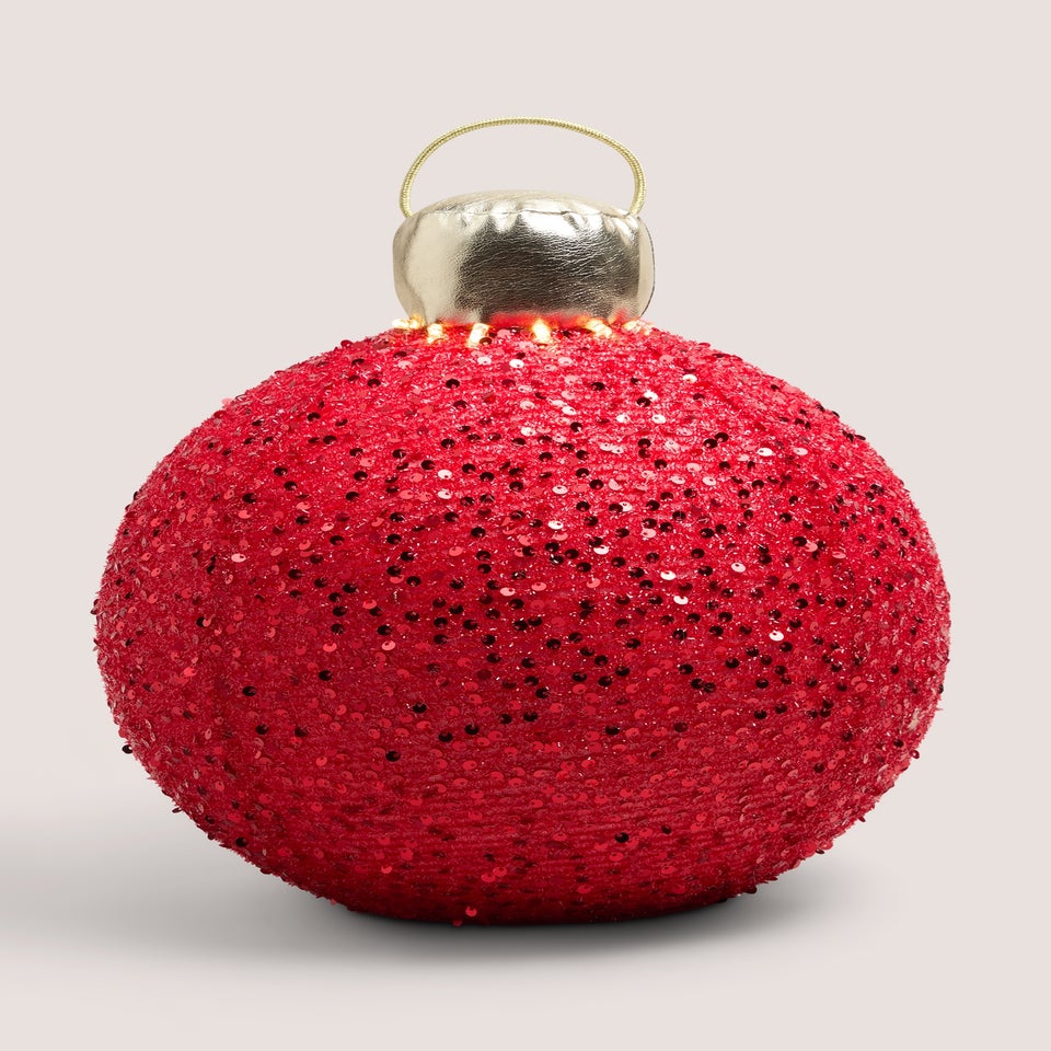 Red Sequin LED Bauble