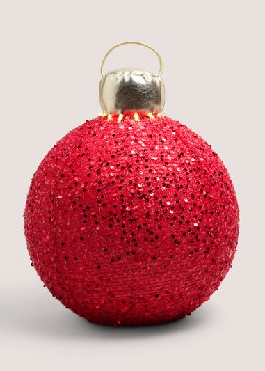 Red Sequin LED Bauble