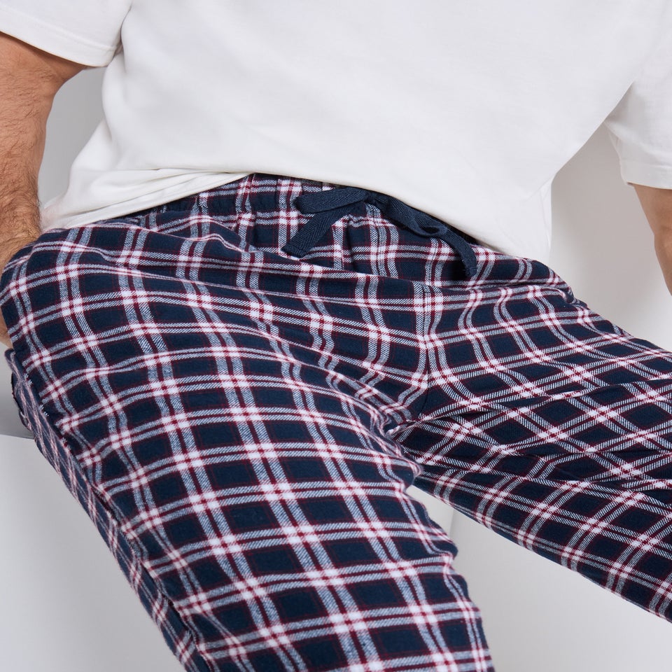 Burgundy Check Microfleece Pyjama Bottoms