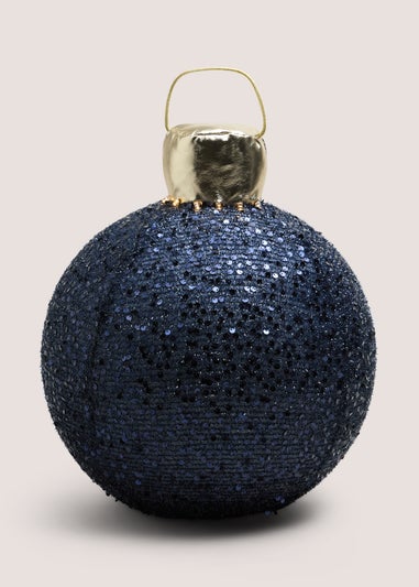Navy Sequin LED Bauble