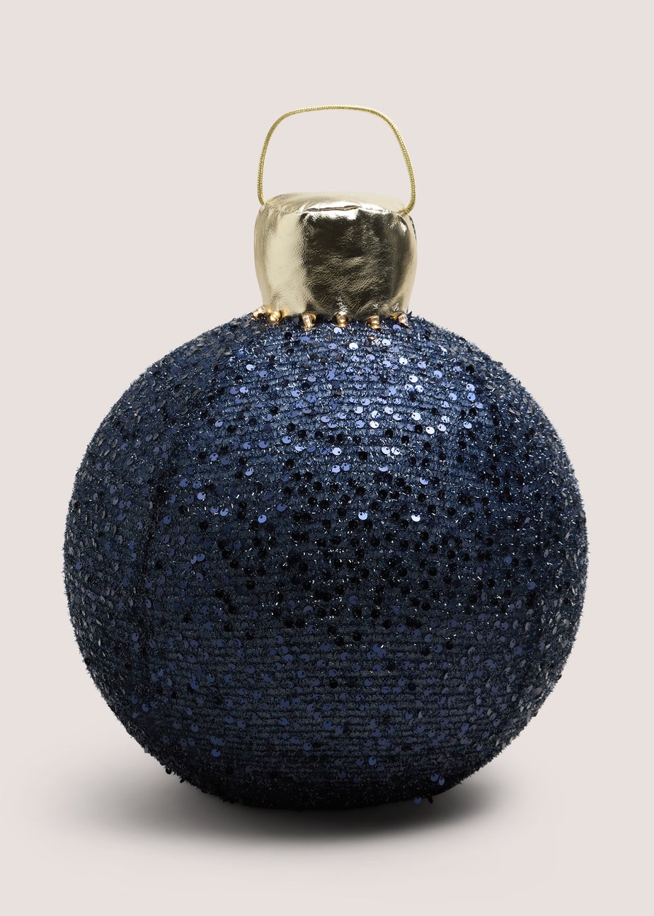 Navy Sequin LED Bauble