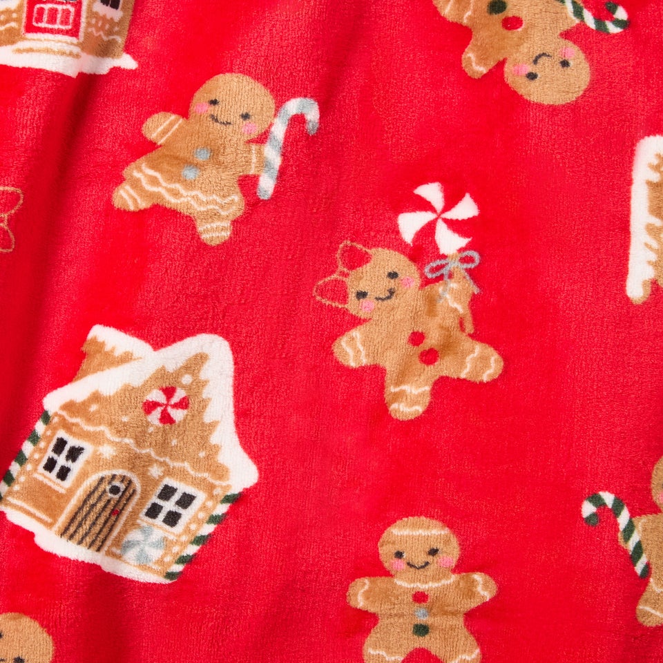 Red Gingerbread Fleece Throw