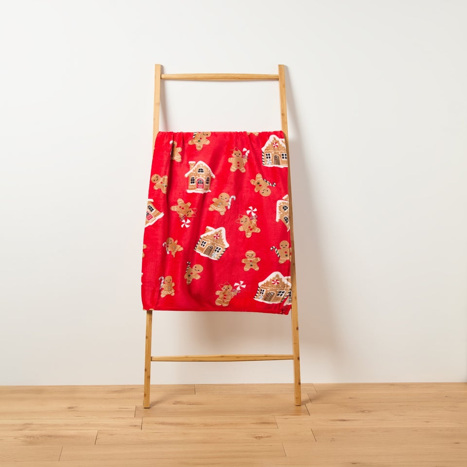 Red Gingerbread Fleece Throw