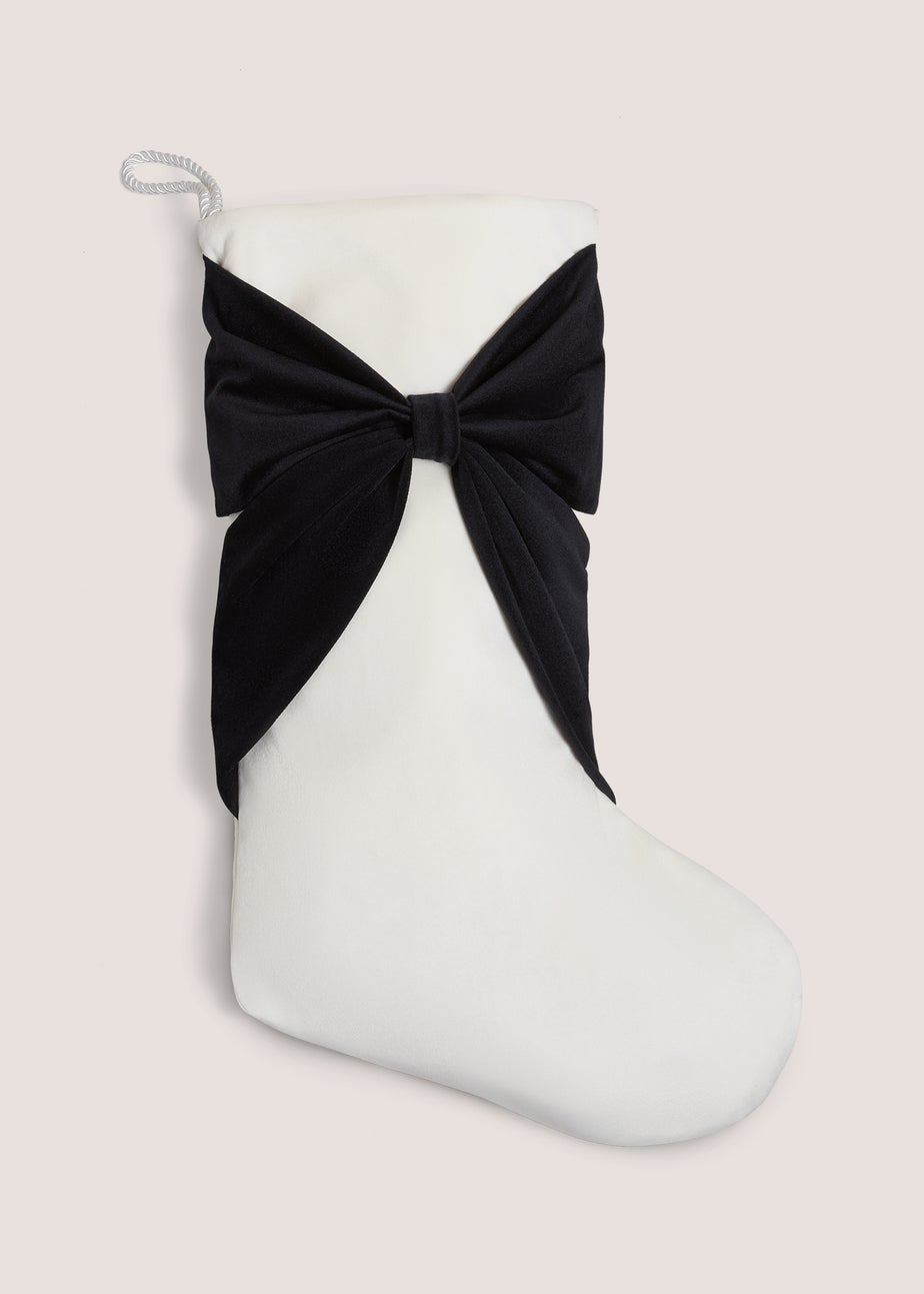 Black & White Bow Christmas Stocking