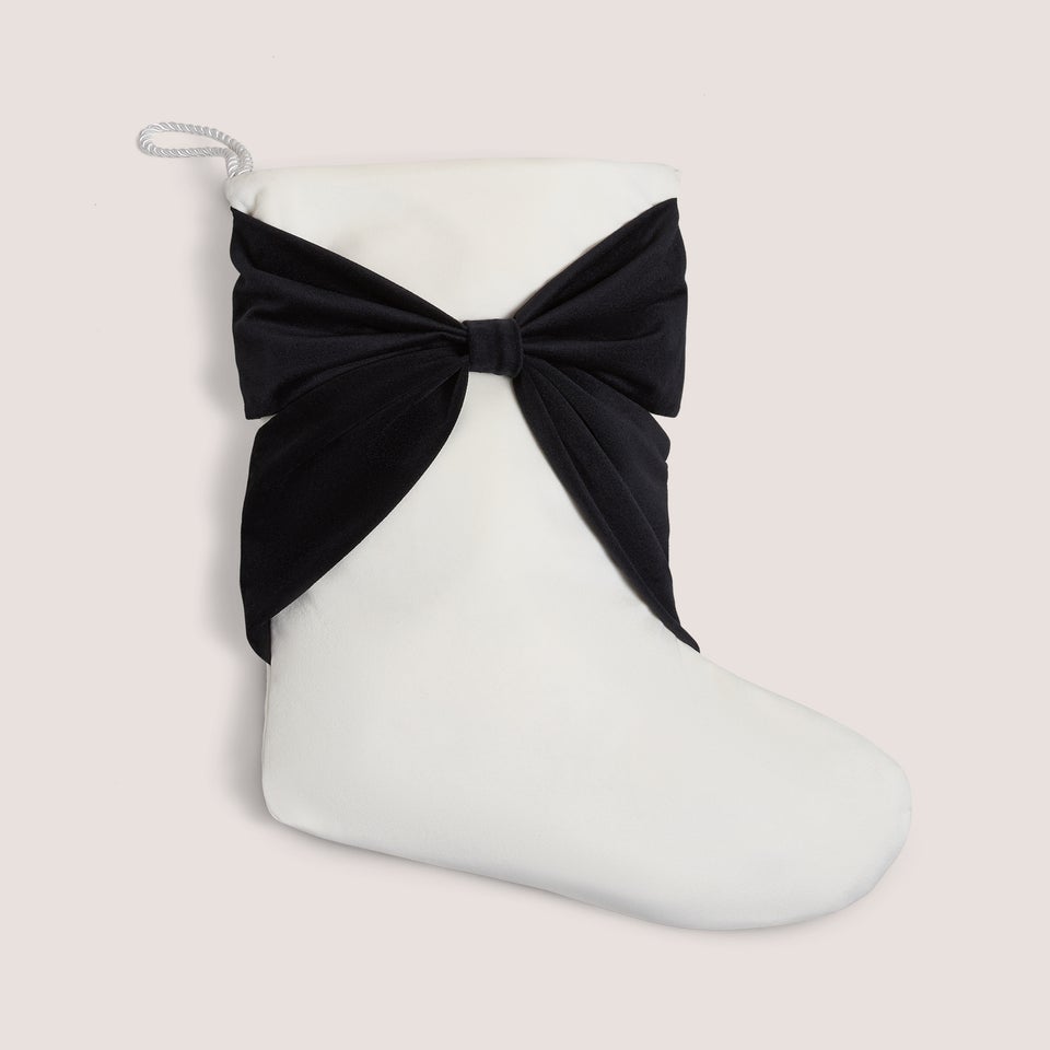 Black & White Bow Christmas Stocking