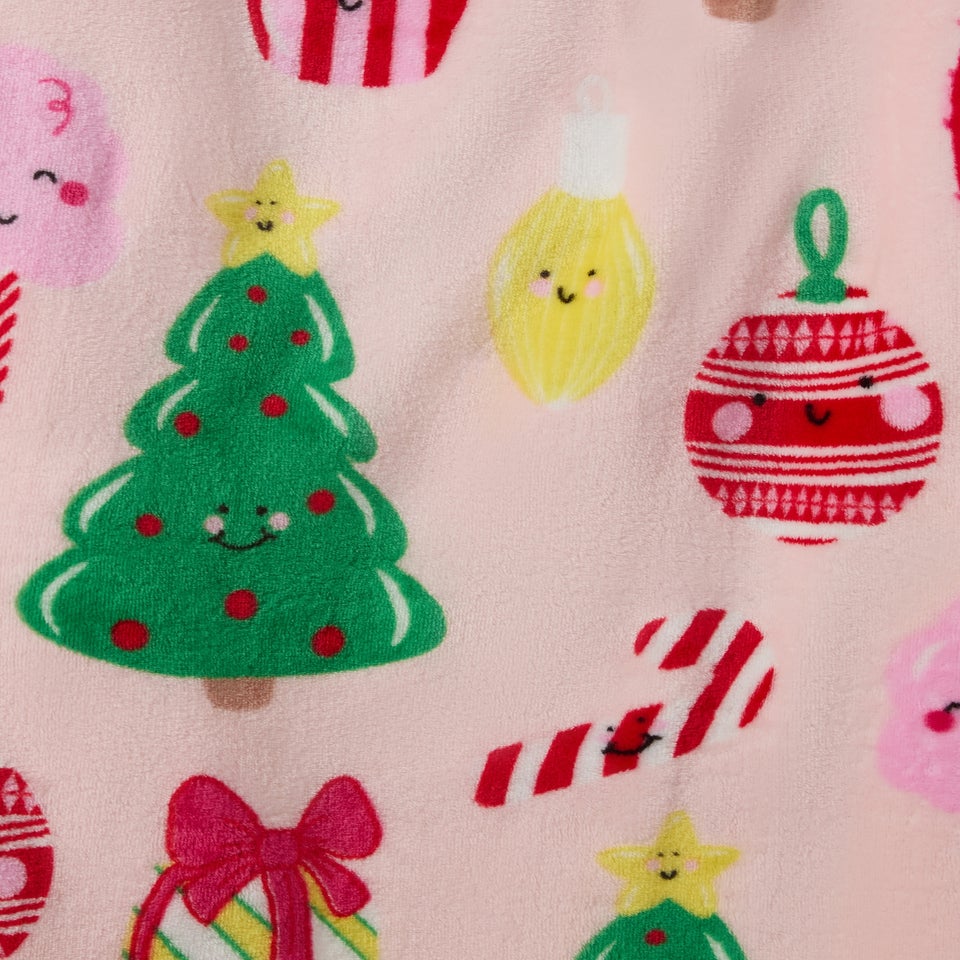 Pink Christmas Sweets Fleece Throw