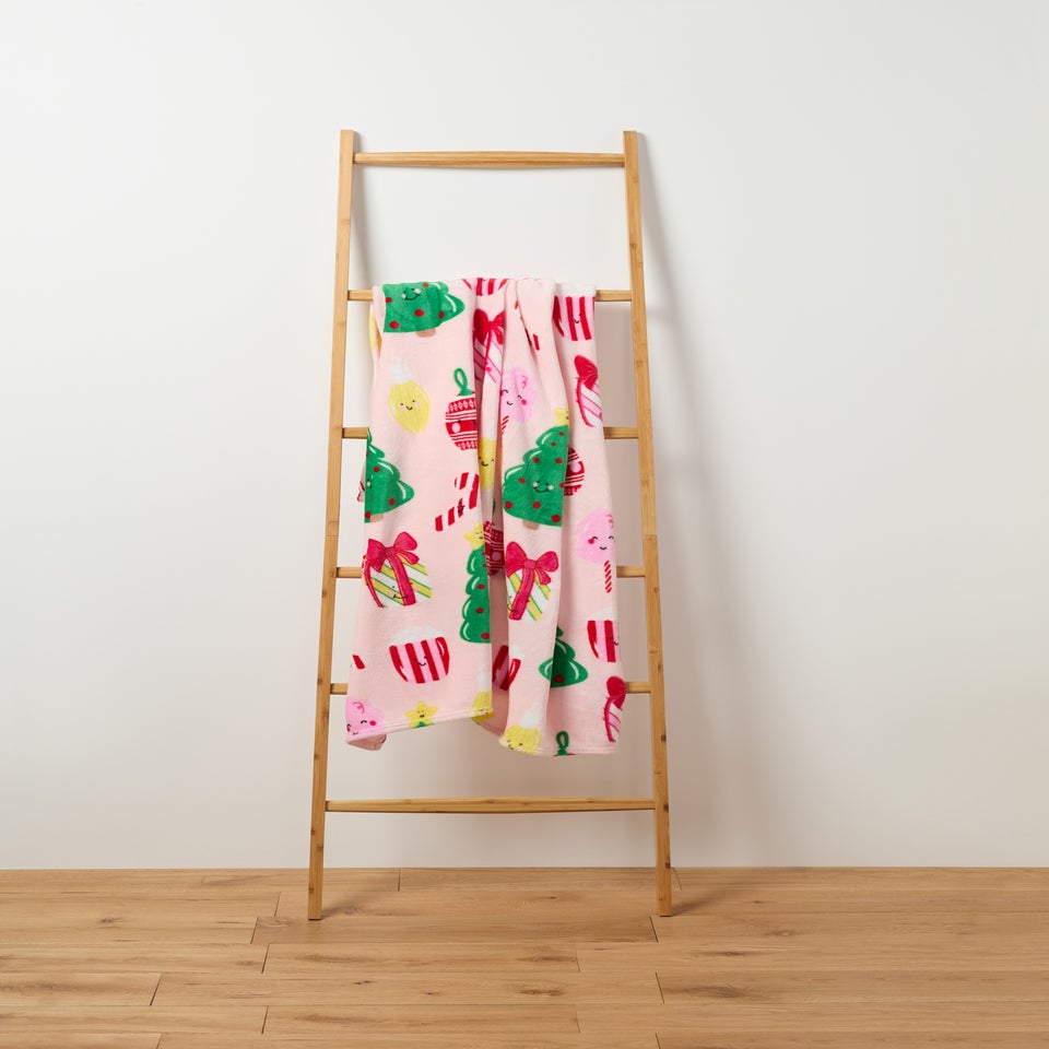 Pink Christmas Sweets Fleece Throw
