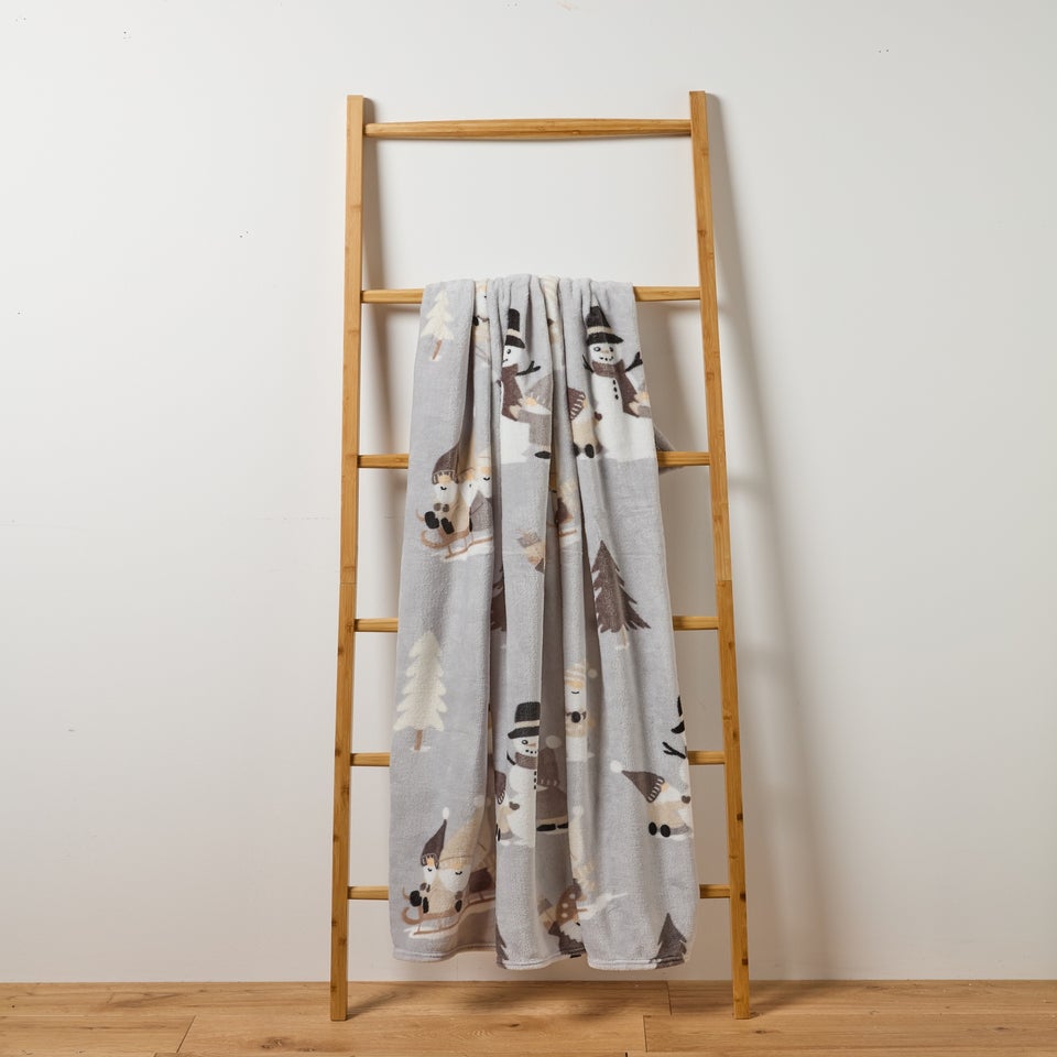 Neutral Christmas Gnome Fleece Throw