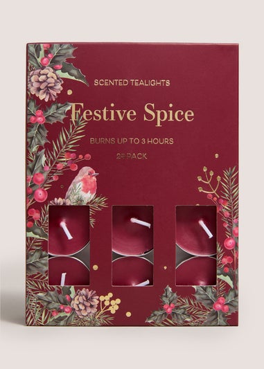 24 Pack Burgundy Festive Spice Tealights