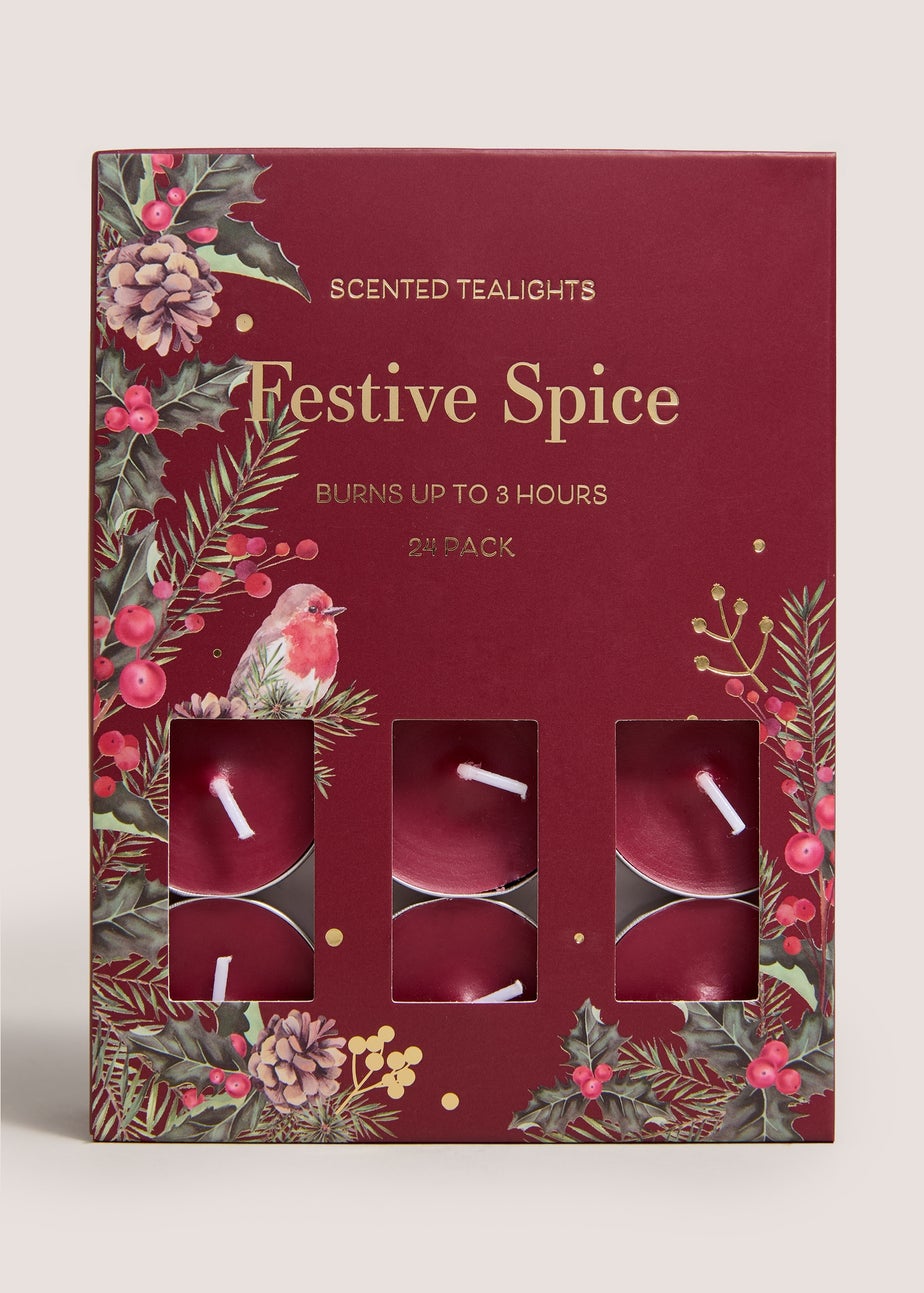 24 Pack Burgundy Festive Spice Tealights