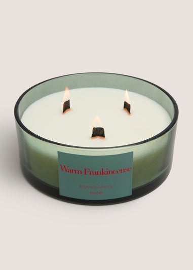 Green Warm Frankincense Wooden Wick Candle