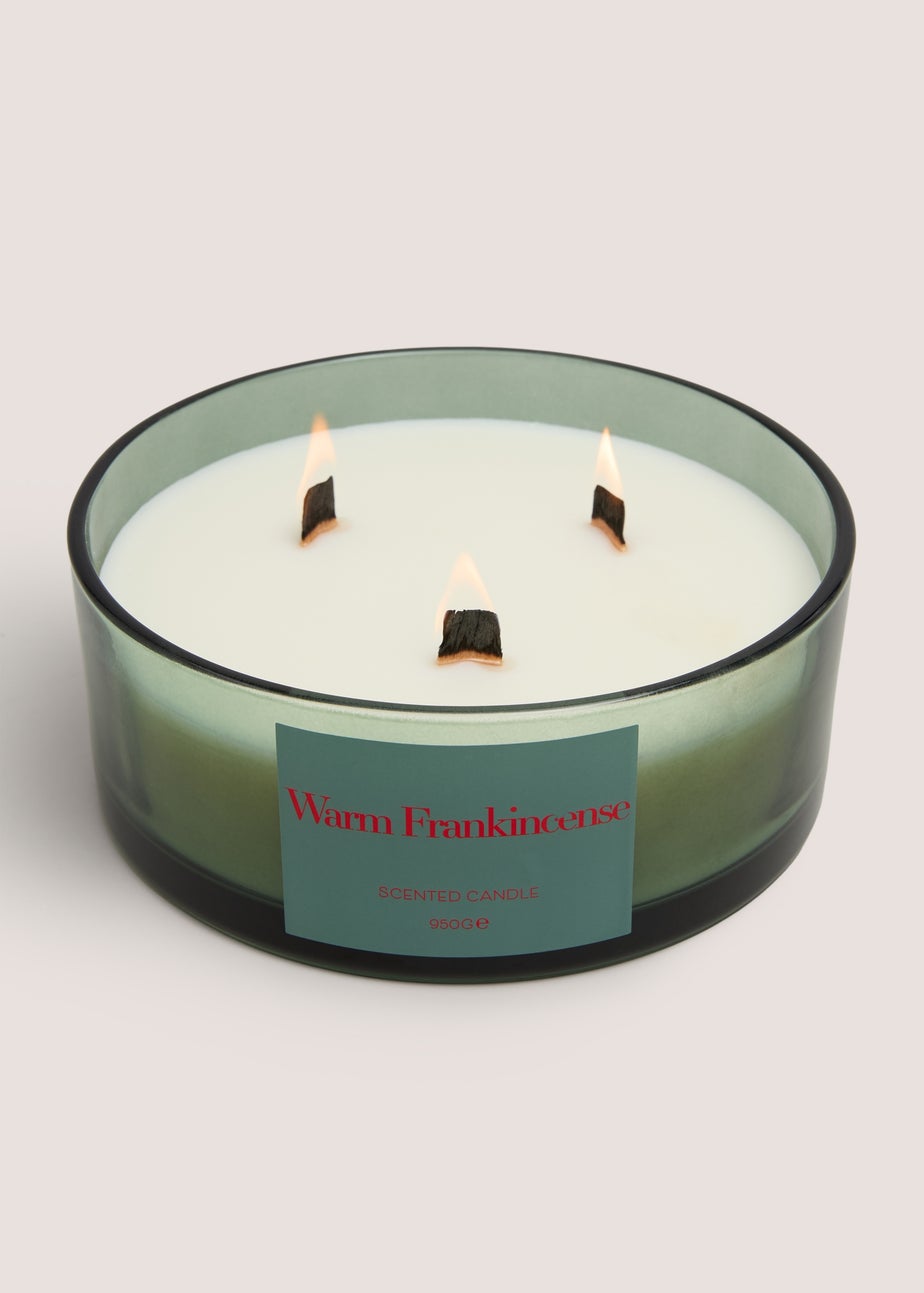 Green Warm Frankincense Wooden Wick Candle