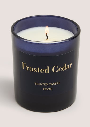 Navy Frosted Cedar Christmas Candle