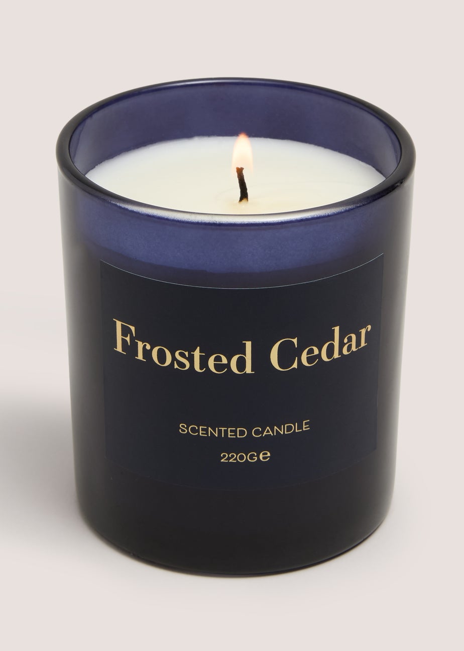 Navy Frosted Cedar Christmas Candle