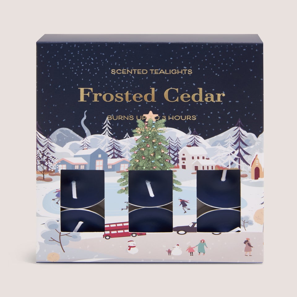 24 Pack Navy Frosted Cedar Tea Lights