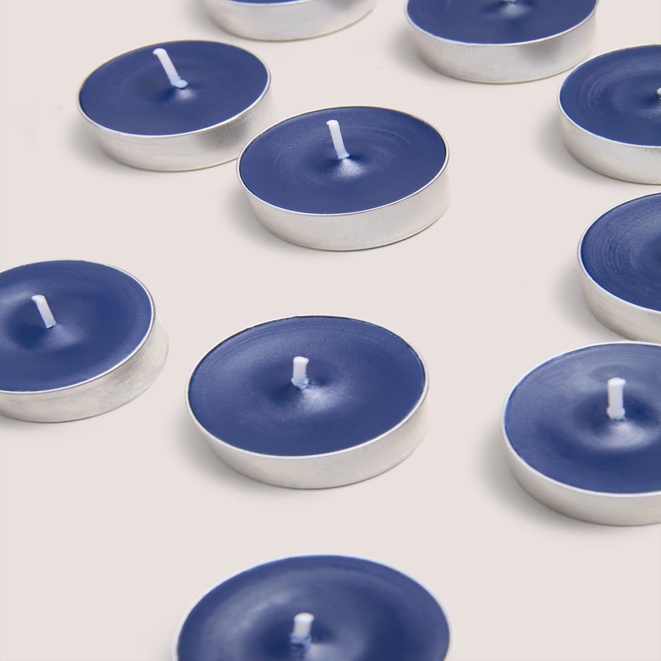 24 Pack Navy Frosted Cedar Tea Lights