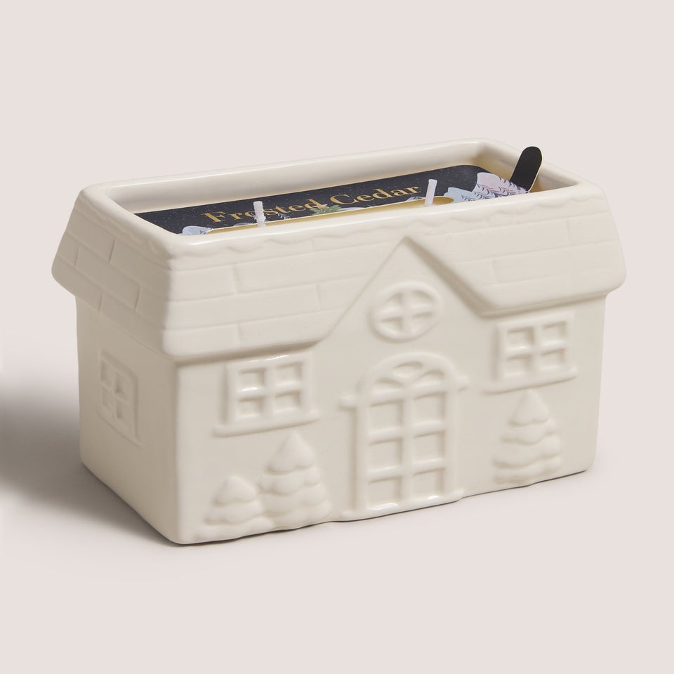 House Frosted Cedar Shaped Candle