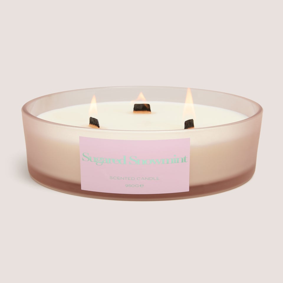 Pink Christmas Wooden Wick Candle